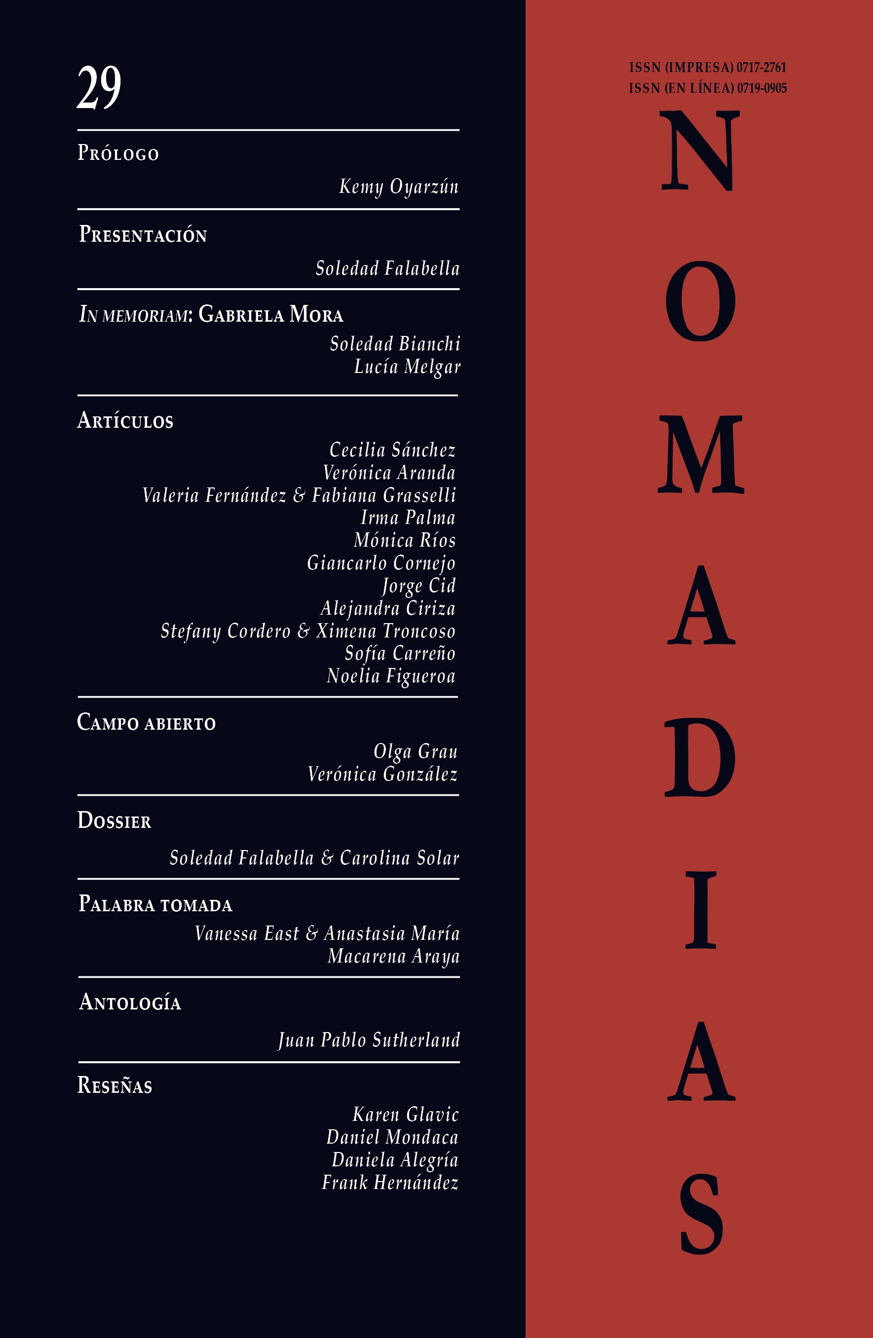 Portada Nomadías Nro. 29